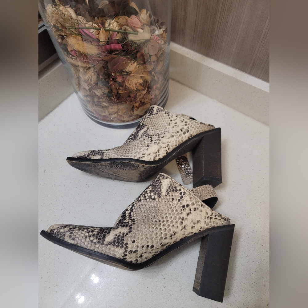 Free People Silver Storm Python Snake Slingback M… - image 6